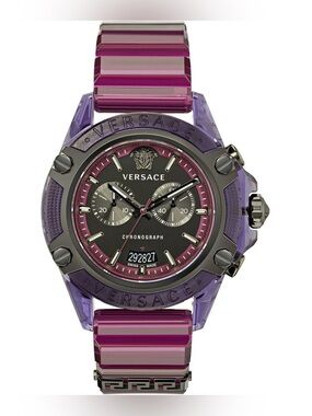 Versace VEZ701423 Chronograph Active Violet Swiss Made Watch Authentic Luxury